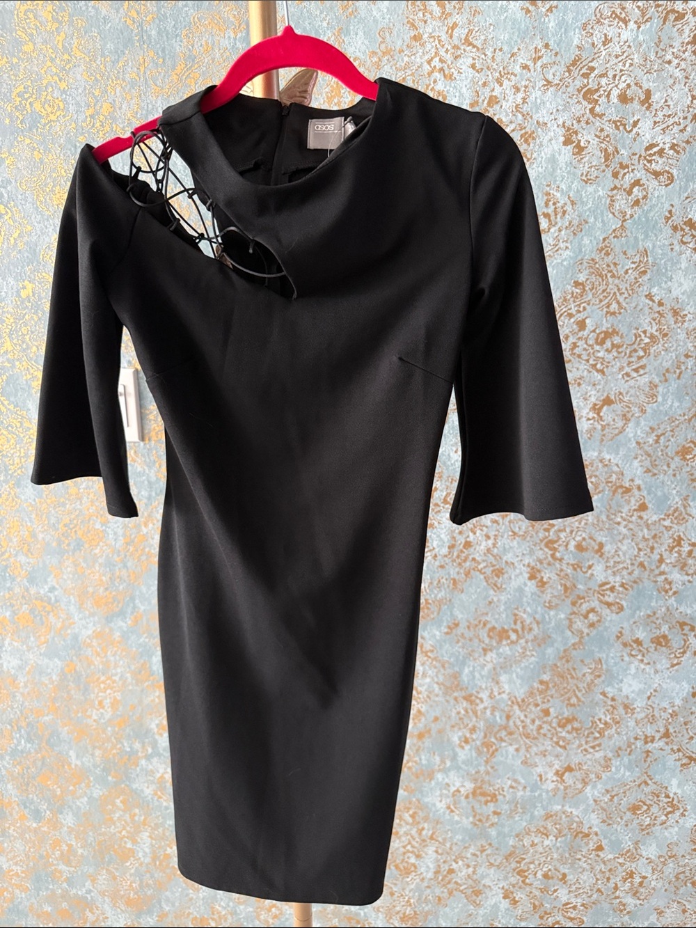 ASOS Black One-Shoulder Cutout Sheath Dress